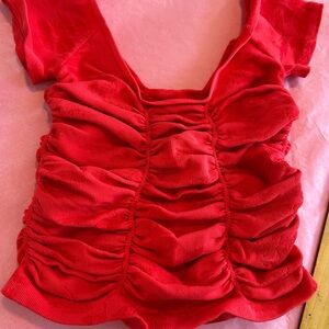 Free People Red Ruched Crop Top